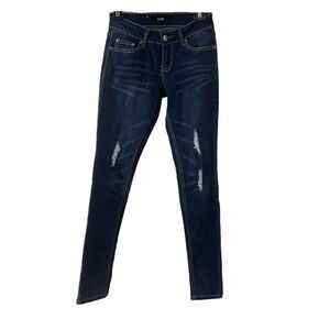 Dark Wash Distressed Skinny Blue Jeans Junior Sz 1